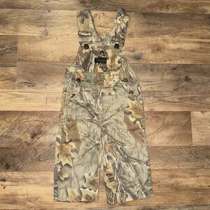 VTG Liberty Realtree Hardwoods Camo Overalls YOUTH Green Brown Camping